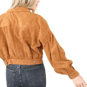 Chaqueta de pana de algodón transpirable personalizada para mujer, manga larga, otoño invierno, suave, cálida, informal, ropa exterior, OEM, marca privada, venta al por mayor - Product Image 6