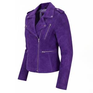 Nuevas Chaquetas Moradas Personalizadas con Logotipo RTS para Mujer, Chaqueta Vintage para Invierno, Abrigos de Cuero de Alta Gama, Chaqueta Bomber Genuina, Estilo Urbano - Product Image 3