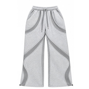 Conjunto de Sudadera con Capucha y Pantalones Deportivos Anchos de Algodón 100% Gris Sólido, Estilo Urbano Premium, Talla Grande, Personalizado, para Unisex, Ropa de Invierno - Product Image 3