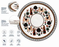 Set de table rond traditionnel imprimé avec motif floral, vache et femme, pour usage domestique