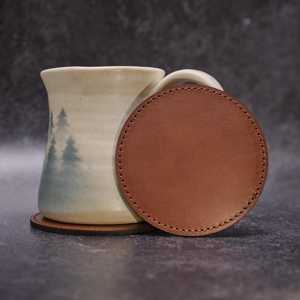 Real Leather <b>Coasters</b> Set with <b>Cork</b> Lining Non Slip Table Mat Genuine Cowhide Cup Pad Custom Design Bulk GLC-0141 - Product Image 3
