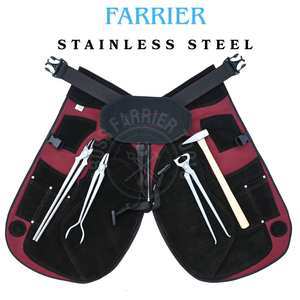 Kit d'outils de fermeur de chevaux avec tablier, pince à sabots à tête ronde, marteau à clous, pince à feu, embout de sertisseur de sabots et outil de déchaussement - Product Image 3