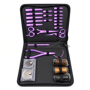 Kit d'outils de coiffure professionnel haut de gamme 100 % acier inoxydable – Pinces, ciseaux, pinces de sectionnement, aiguille à boucle, étui – Blanc - Product Image 3