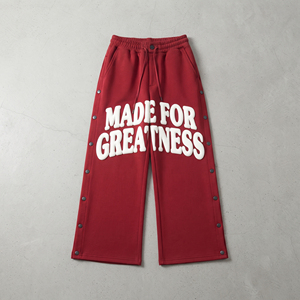 Joggers en molleton à taille haute avec logo personnalisé, imprimés en relief, pour hommes, 450 g/m², en molleton bouclette épais, coupe ample et évasée, haute qualité - Product Image 1