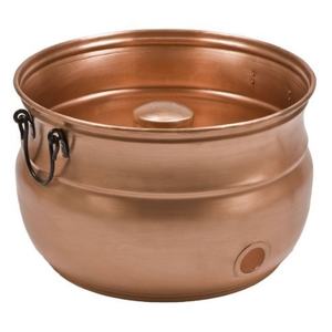 Pot de rangement pour tuyau d'arrosage en cuivre brossé avec poteau central et poignées latérales, organiseur extérieur - Product Image 1