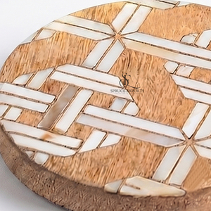 Handmade Wooden Coaster With Geometric Design Bone Inlay. Premium Wholesale Tableware For Luxury Home & <b>Bar</b> Decoration - Product Image 3