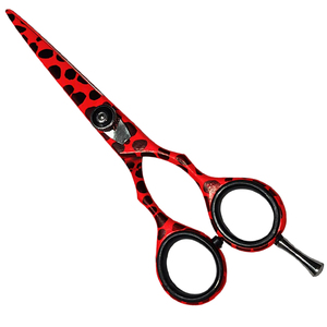 Ensemble de ciseaux de coiffure professionnels de 5,5 pouces, lame en acier inoxydable, lame tranchante, pour droitiers, rouge orange, imprimé léopard, ciseaux de coupe - Product Image 2