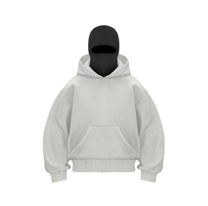 เสื้อฮู้ดฟลีซแบบมีฮู้ดสองชั้นสำหรับขายส่ง พร้อมฮู้ดคลุมหน้า อุ่นสบาย เหมาะสำหรับฤดูใบไม้ร่วงและฤดูหนาว สำหรับผู้ชาย รับสกรีนโลโก้ตามแบบ - Product Image 2