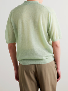 Chemise Homme Personnalisée en Coton Tricoté Vert Clair à Manches Courtes, Couleur Unie, Style Décontracté, Respirante, Coupe Classique, 180g, Logo Avant - Product Image 2
