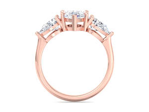 Anillo de Compromiso de Tres Piedras con Diamante de Laboratorio Corte Pera, Anillo de Novia Clásico de Oro Blanco con Diamantes Laterales Corte Pera - Product Image 4