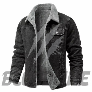 Women's <b>Denim</b> Blouson Jacket Full Sleeve Single Button Button Collar Cotton Lined Washed Solid Black Winter <b>Coat</b> Quick Dry - Product Image 5