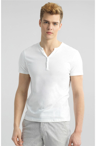 Camiseta Moderna con Cuello en V para Hombre, Corte Ajustado, Manga Corta, Jersey Sólido, Antiencogimiento, Spandex/Algodón, Estampado Plastisol, Estilo Casual Elegante - Product Image 3