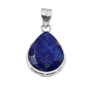 พลอยแซฟไฟร์ธรรมชาติ925สเตอร์ลิงเงินแฮนด์เมดสร้อยคอจี้หยดน้ำตาแบบเหลี่ยมเพชรพลอยของขวัญเครื่องประดับที่ไม่เหมือนใครสำหรับเป็นของขวัญคริสต์มาส - Product Image 1