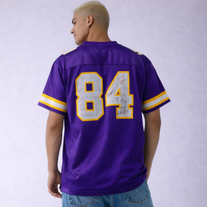 Maillot de football américain tendance 2026 en maille unisexe à manches courtes, streetwear, t-shirts personnalisés pour équipes, fabricant OEM - Product Image 6