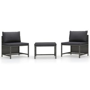 Conjunto de Sofá de Jardín Modular Compacto de Ratán PE Gris y Acero, Diseño Moderno y Compacto - Product Image 1
