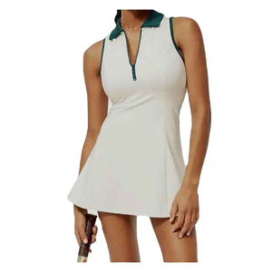 Vestido de tenis personalizado para mujer, sin mangas, con cremallera, deportivo, de secado rápido, transpirable y elástico, para jugar. - Product Image 1