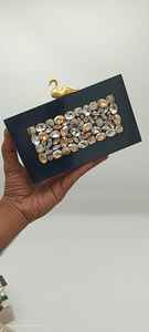 Bolso de mano de lujo de tela no tejida con adornos florales hechos a mano, para noche, boda, fiesta nupcial, venta al por mayor - Product Image 2