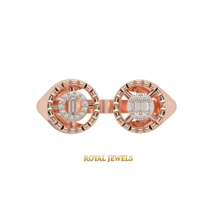 925 Sterling Silver Rose Gold Plated <b>Open</b> Bypass <b>Ring</b> Baguette Cut moissanite Diamond Halo Bridal Jewelry for Women - Product Image 1