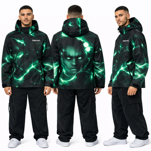 Veste à capuche graphique personnalisée OEM pour homme, style streetwear décontracté, veste Y2K, vêtements d'extérieur, marque privée, vente en gros B2B, vestes pour homme - Product Image 4