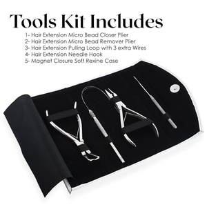 KKZ Custom OEM & ODM Micro Ring Hair Extensions Remover <b>Pliers</b> <b>Set</b> Eco-Friendly Stainless Steel Pro Extension Tools Kit - Product Image 3