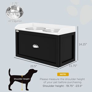 Set di 2 Ciotole Rialzate per Cani Bianche e Nere, Stazione di Alimentazione per Animali Domestici di Grandi Dimensioni con Spazio di Stoccaggio per Facile Pulizia - Product Image 3