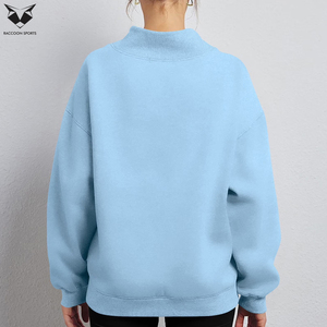 Custom Women <b>Mock</b> <b>Neck</b> Sweatshirt Oversized Pullover Long Sleeve Fleece Warm Breathable Eco-Friendly Casual Streetwear Autumn - Product Image 5
