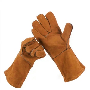 ถุงมือทำงานนิรภัยหนังวัวแท้สีแดงคุณภาพสูง ได้รับการรับรองมาตรฐาน CE  แบบเต็มฝ่ามือ เนื้อเรียบ ทนความร้อน เหมาะสำหรับงานอุตสาหกรรม - Product Image 6