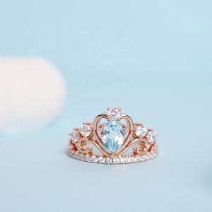 Anillo de Plata de Ley 925 con gema Natural, corona de Topacio Azul, princesa reina, joyería bonita para mujer, <span class=keywords><strong>2022</strong></span> - Product Image 5