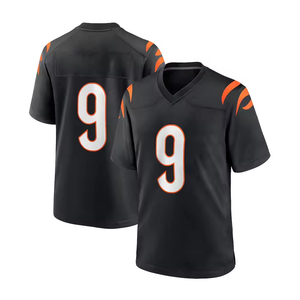 Custom Sublimated American Football Jersey With Number Black Orange V-Neck Short Sleeve <b>Men's</b> Athletic Fit Adult Team Uniform - Product Image 3