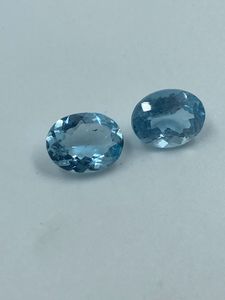 Aigue-marine naturelle de haute qualité, bleu ciel, taille ovale, pierres précieuses en vrac, 2 pièces, 3,25 carats, 7x9 mm, pour la fabrication de bijoux (bagues) - Product Image 3