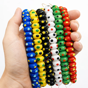 Cuentas Redondas de Vidrio Lampwork Hechas a Mano con Diseño de Puntos de Colores |   Cuentas Sueltas Estilo Murano Surtidas, Longitud del Hilo de 8 Pulgadas para - Product Image 1