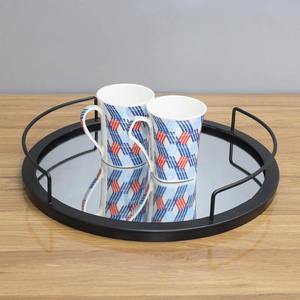 Plateau rond élégant en métal noir, plateau de service décoratif pour tables à manger, hôtels et réceptions de mariage à prix d'exportation - Product Image 1