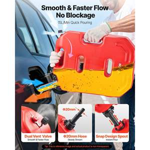 Réservoir de carburant sécurisé de 2,6 gallons pour voitures, motos, VTT, UTV, rouge, étanche, portable avec bec verseur verrouillable, débit maximal de 15 L/min - Product Image 4