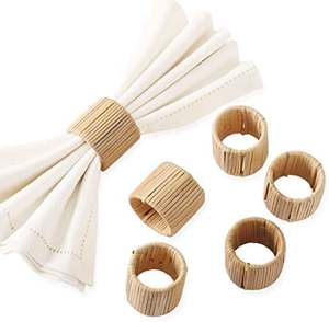 Anillo para Servilletas de Bambú y Ratán Natural Tejido a Mano con Borde Metálico, Decoración Premium para Mesa, Ideal para Banquetes, Catering y Arreglos de Boda - Product Image 2