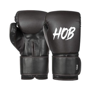 Guantes de boxeo negros para hombre, personalizados con impresión para entrenamiento de lucha MMA, guantes de boxeo para sparring, cuero PU, logotipo personalizado - Product Image 3