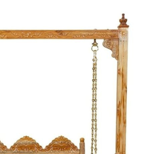 Balançoire d'intérieur en bois massif artisanal de luxe, ornée de sculptures florales, style Maharaja Jhoola, décoration de salon - Product Image 3