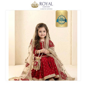 Nouvelles arrivées en stock : vêtements indiens traditionnels pour enfants, style Fendy, en soie brodée, ensemble Sharara à prix réduit. - Product Image 3