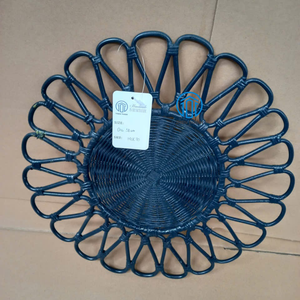 Best Selling Blue Natural Rattan Placemat Flower Shape Handmade Eco Friendly Dining Mat Wholesale Bulk Supplier <b>Table</b> <b>Decoration</b> - Product Image 2