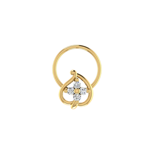 Bijou de piercing en or 14 carats Ajretail, design floral à pétales courbés, clou de nez ethnique pour femme, 0,104 g - Product Image 1
