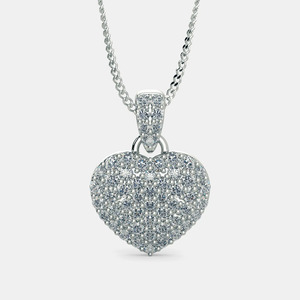 Collier pendentif en or blanc avec cœur de diamants de laboratoire - Product Image 1