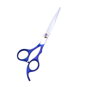 Blue Professional Hair Cutting <b>Shears</b> Stainless Steel Blade Thinning Scissors for Salon Use Right Handed <b>Long</b> <b>Handle</b> - Product Image 3