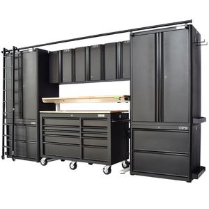 Matte Black Powder Coated Steel 14 <b>Drawer</b> <b>Tool</b> <b>Cabinet</b> Family keywords: for Garage Workshop Storage Use - Product Image 3