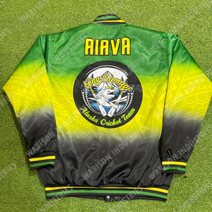Chaquetas Bomber de Béisbol Samoa para Hombre, Precio de Fábrica, Cierre de Botones, Color Verde, Negro y Amarillo, Chaqueta Varsity para Chicos - Product Image 2