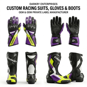 Combinaison en cuir personnalisée pour moto de course, équipement de protection moto OEM en gros, vêtements de pilotage pour la piste, combo gants et bottes - Product Image 4