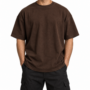 เสื้อยืดทรงหลวมแฟชั่นสำหรับผู้ชาย ผ้าถักน้ำหนักมาก เป็นมิตรกับสิ่งแวดล้อม เสื้อยืดคอกลมผ้าฝ้ายหนาสำหรับผู้ชาย - Product Image 4