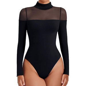 Top de Diseño Moderno con Malla Translúcida, Estilo Chic y Elegante para Mujer, Ajuste Delgado, Body para Mujer - Product Image 2