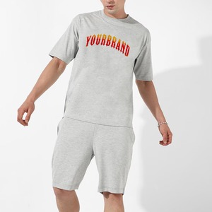 Ensemble de jogging d'été en gros : T-shirt oversize à épaules tombantes et short en polyester/coton – Tenue de sport pour homme (football) - Product Image 6