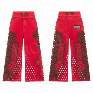 Pantalones de Moda Urbana de Pierna Ancha con Efecto Desgastado, Diseño de Logotipo Personalizado, Algodón Cómodo, para Todas las Temporadas - Product Image 5