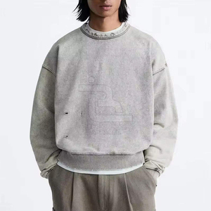 Sweat-shirts pour hommes en coton respirant, effet usé, logo personnalisé, matériau durable, design unique, sweat-shirts pour hommes effet usé - Product Image 5