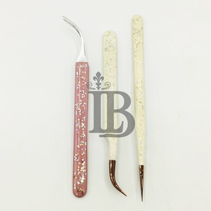 Pinzas para Extensión de Pestañas de Visón con Brillo, de Acero Inoxidable Sostenible, Color Personalizado con Punta Nano de Color, Pinzas para Pestañas de Visón - Product Image 3